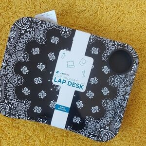NWT LapGear Black Bandana Lap Desk With Cup Holder And Device Ledge